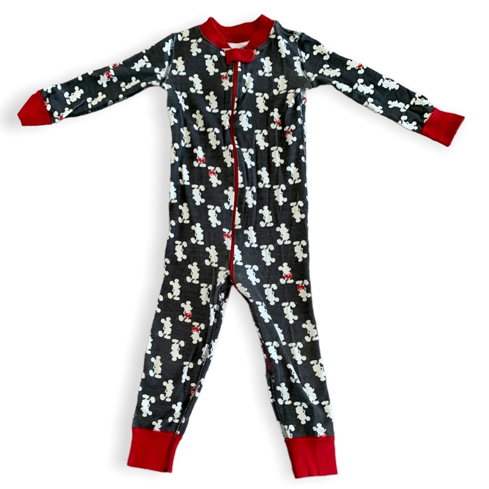 Hanna Andersson Disney Mickey Mouse Print Nite Nite PJ Pajamas Zip Sleeper 3T 90